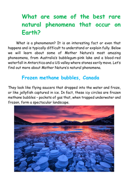 Natural Phenomena Around the World