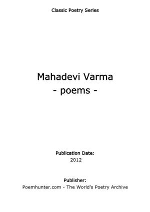Mahadevi Varma - Poems