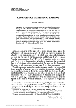 Alexander Duality and Hurewicz Fibrations 1.5