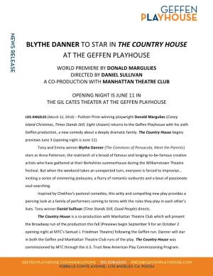 Blythe Danner to Star in the Country House at the Geffen Playhouse