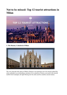 Top 12 Tourist Attractions in Milan