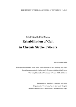 Rehabilitation of Gait in Chronic Stroke Patients