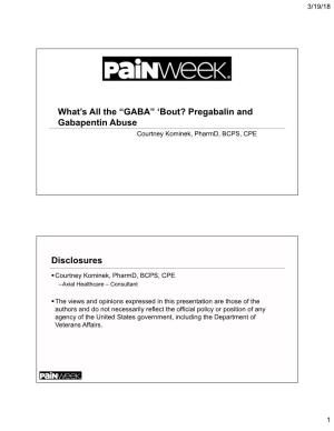 “GABA” 'Bout? Pregabalin and Gabapentin Abuse