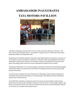 Ambassador Inaugurates Tata Motors Pavillion