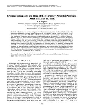 Cretaceous Deposits and Flora of the Muravyov Amurskii Peninsula