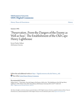 The Establishment of the Old Cape Henry Lighthouse Kevin Charles Valliant Old Dominion University