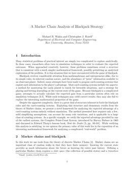 A Markov Chain Analysis of Blackjack Strategy