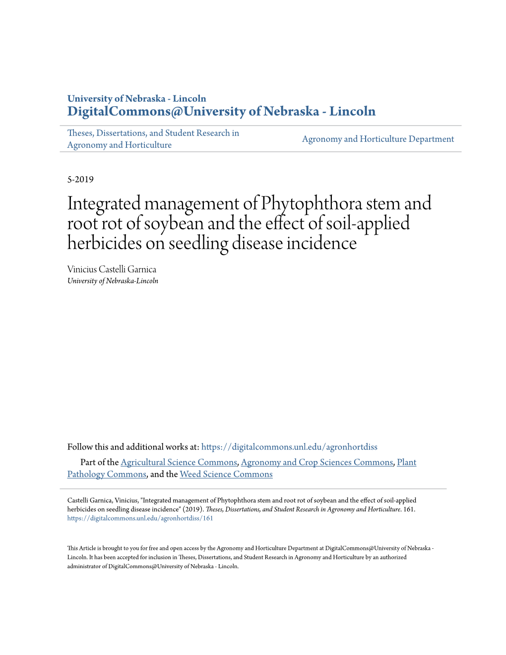 Integrated Management of Phytophthora Stem and Root Rot Of