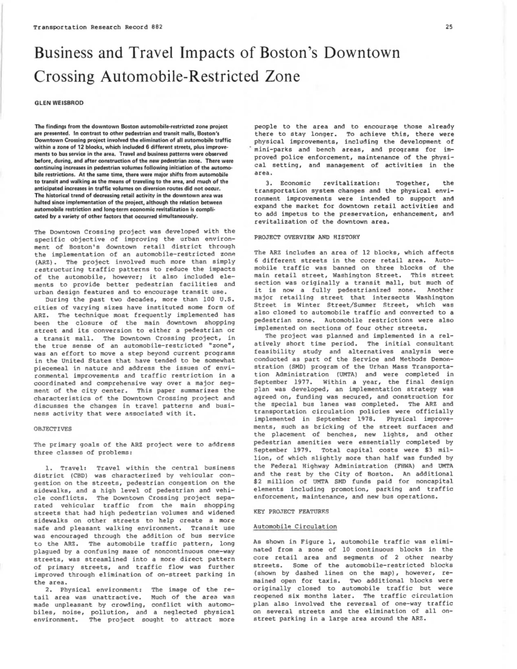 Business and Travel Impacts of Boston's Downtown Crossing Automobile-Restricted Zone