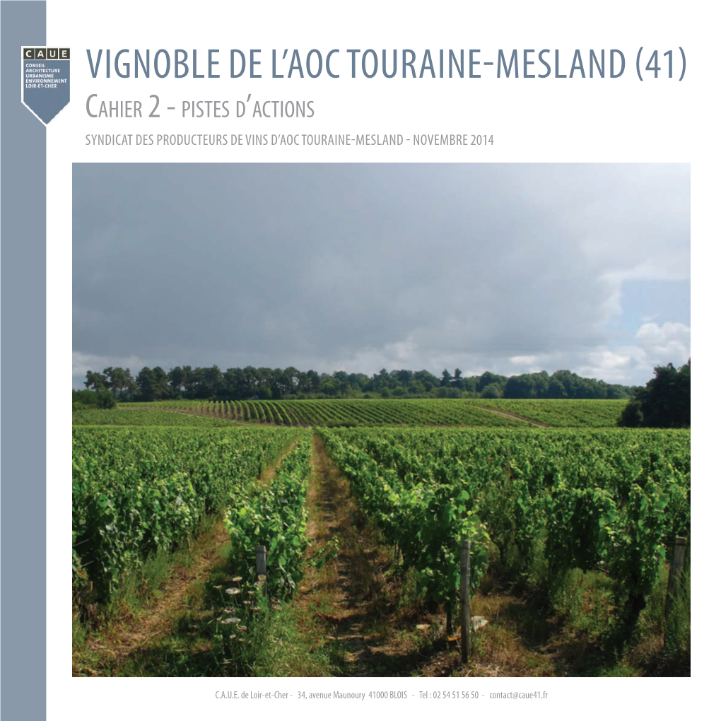 Vignoble De L'aoc Touraine-Mesland Cahier 2 – Pistes D'actions