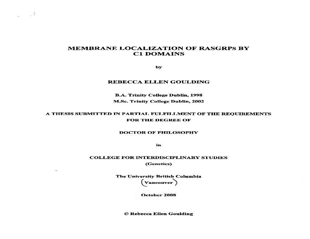 MEMBRANE LOCALIZATION of RASGRPS by Cl DOMAINS