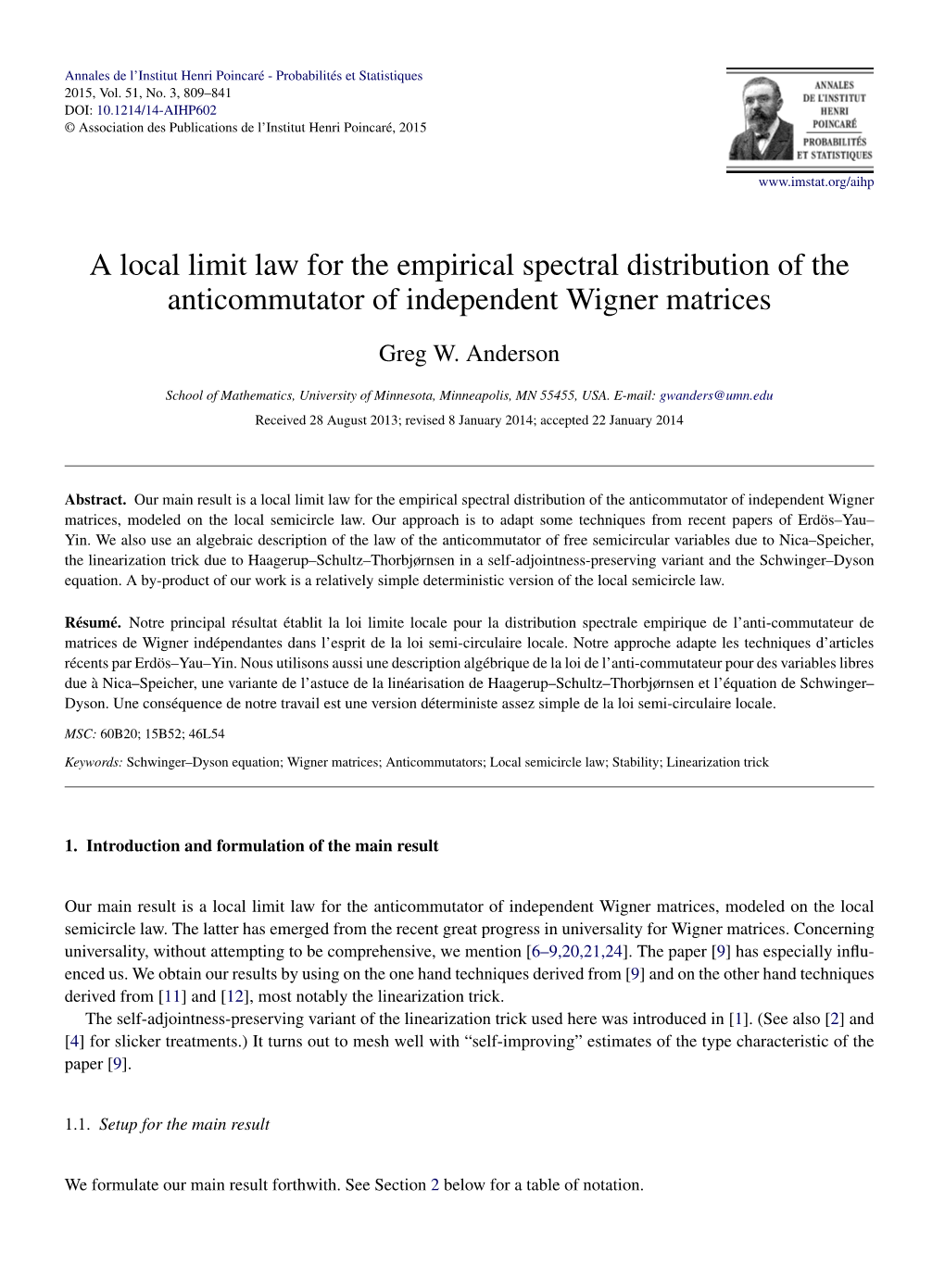 A Local Limit Law for the Empirical Spectral Distribution of the Anticommutator of Independent Wigner Matrices