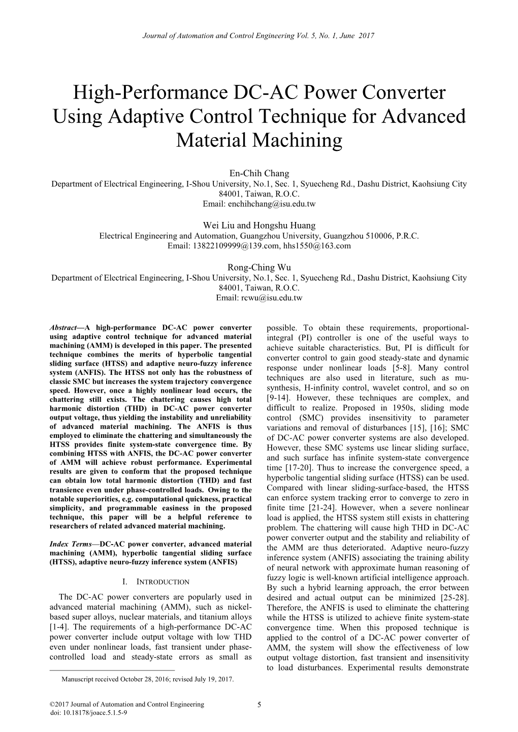 High-Performance DC-AC Power Converter Using Adaptive Control Technique for Advanced Material Machining