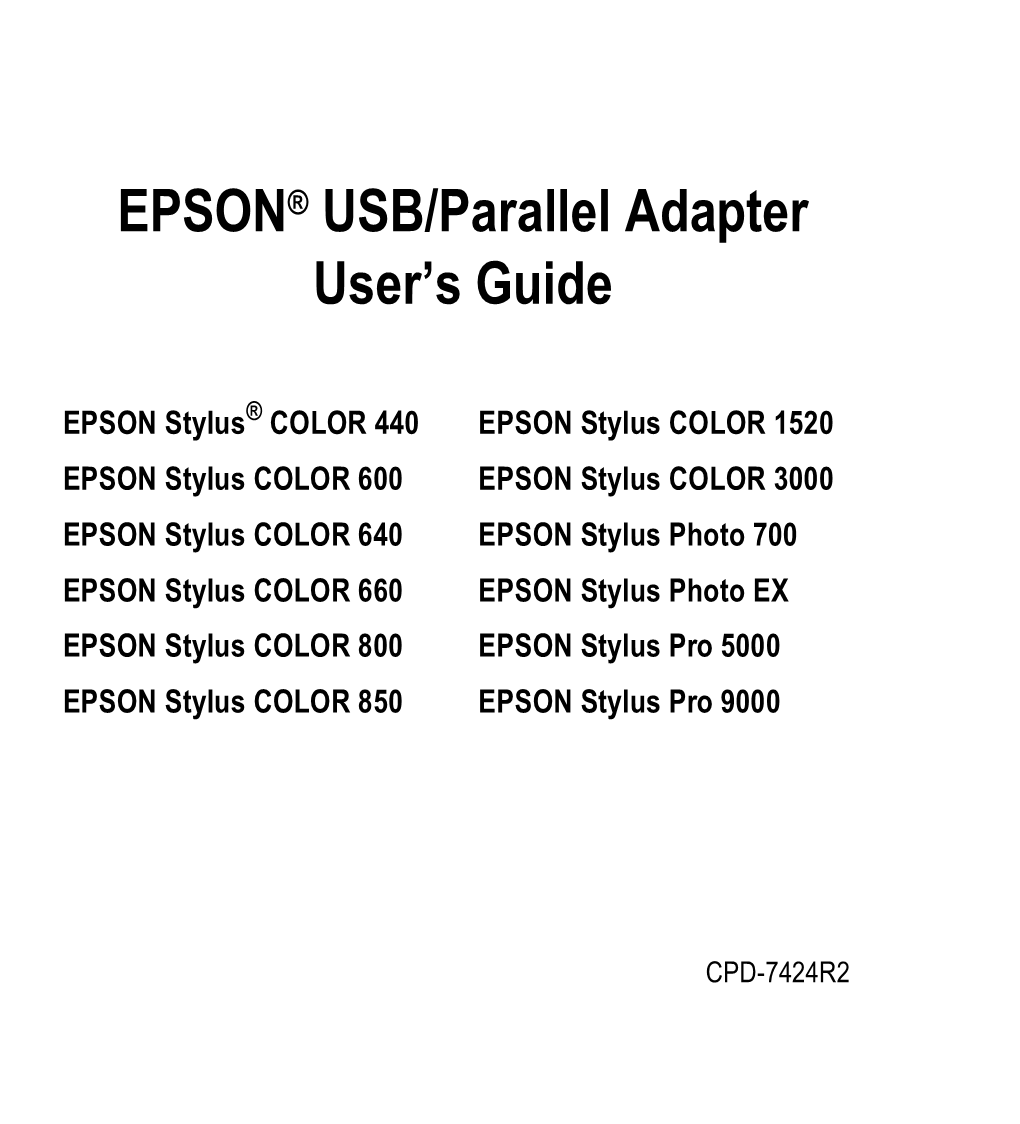 EPSON® USB/Parallel Adapter User's Guide