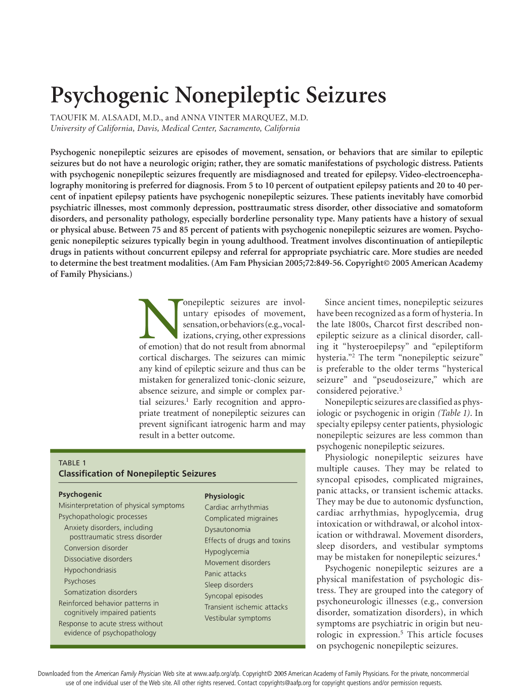 Psychogenic Nonepileptic Seizures TAOUFIK M