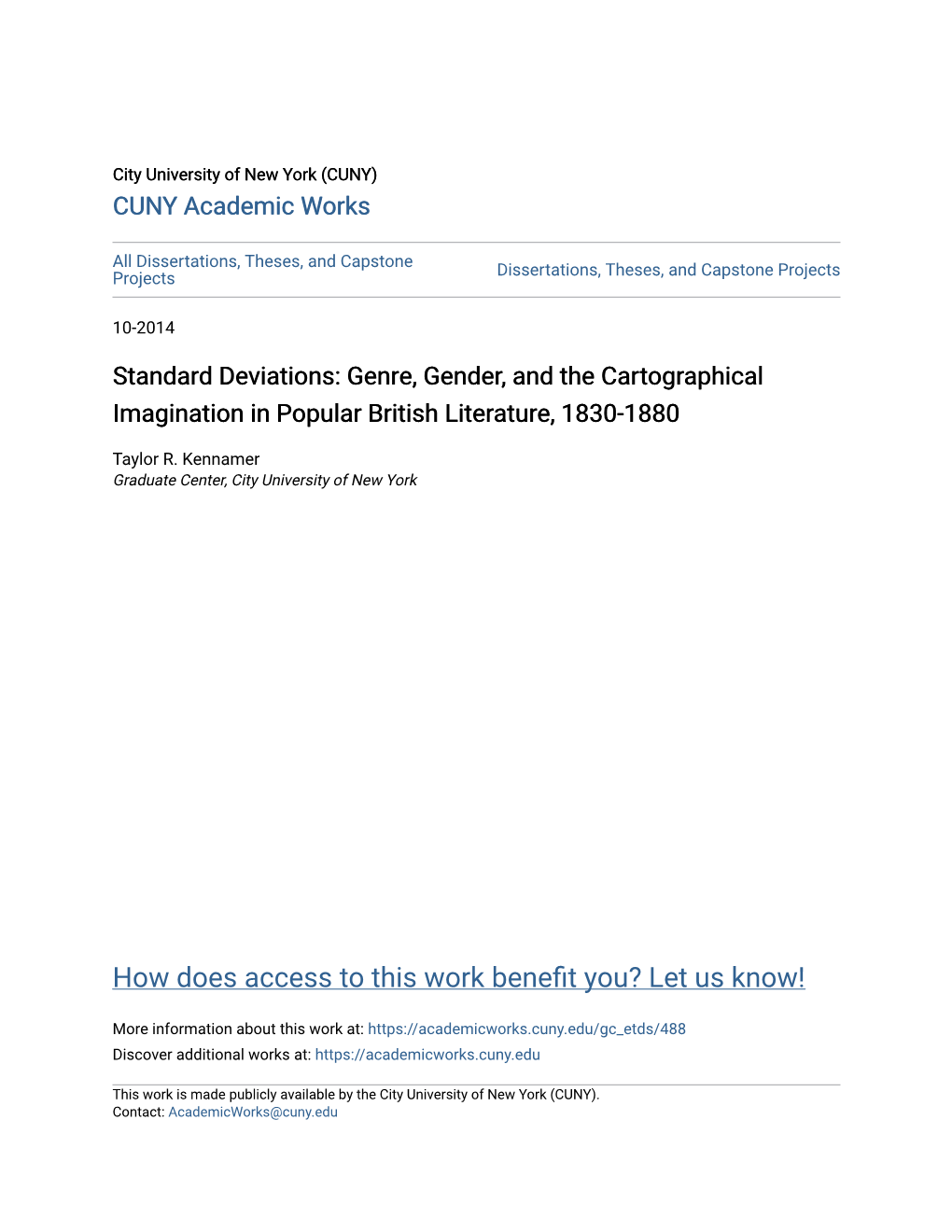 Genre, Gender, and the Cartographical Imagination in Popular British Literature, 1830-1880