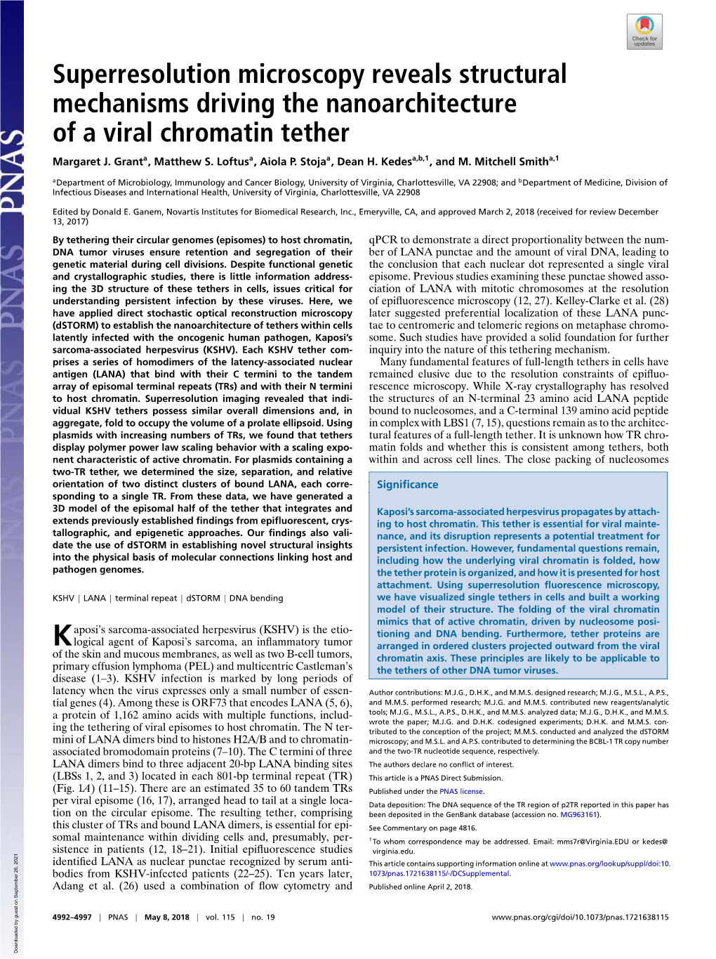 Superresolution Microscopy Reveals Structural Mechanisms Driving the Nanoarchitecture of a Viral Chromatin Tether Margaret J