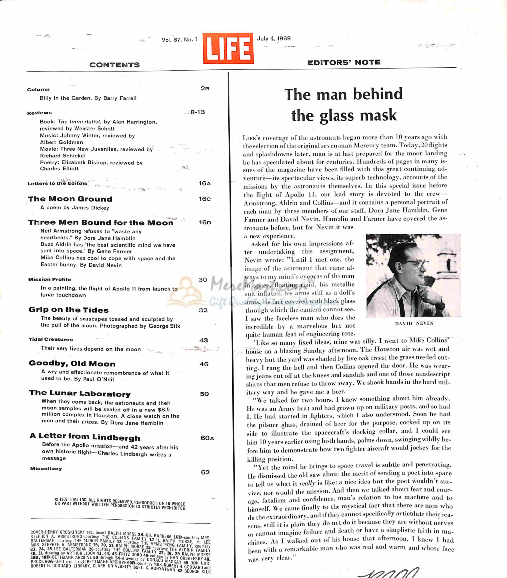 Life July 4 1969 Table of Contents