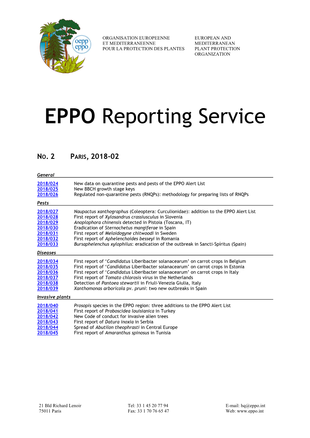 EPPO Reporting Service