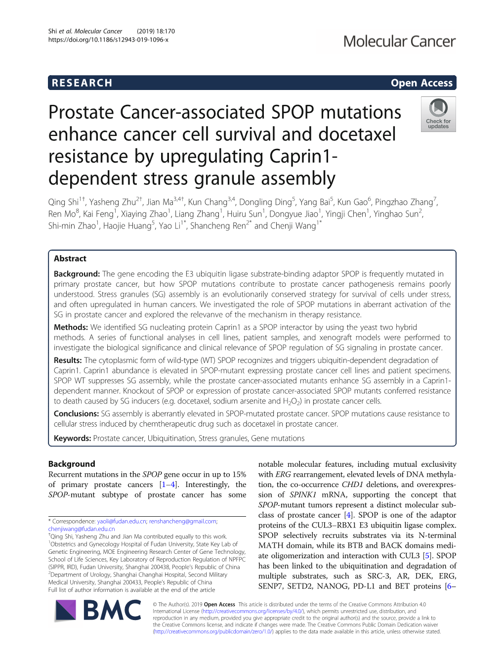 Prostate Cancer-Associated SPOP Mutations Enhance Cancer Cell