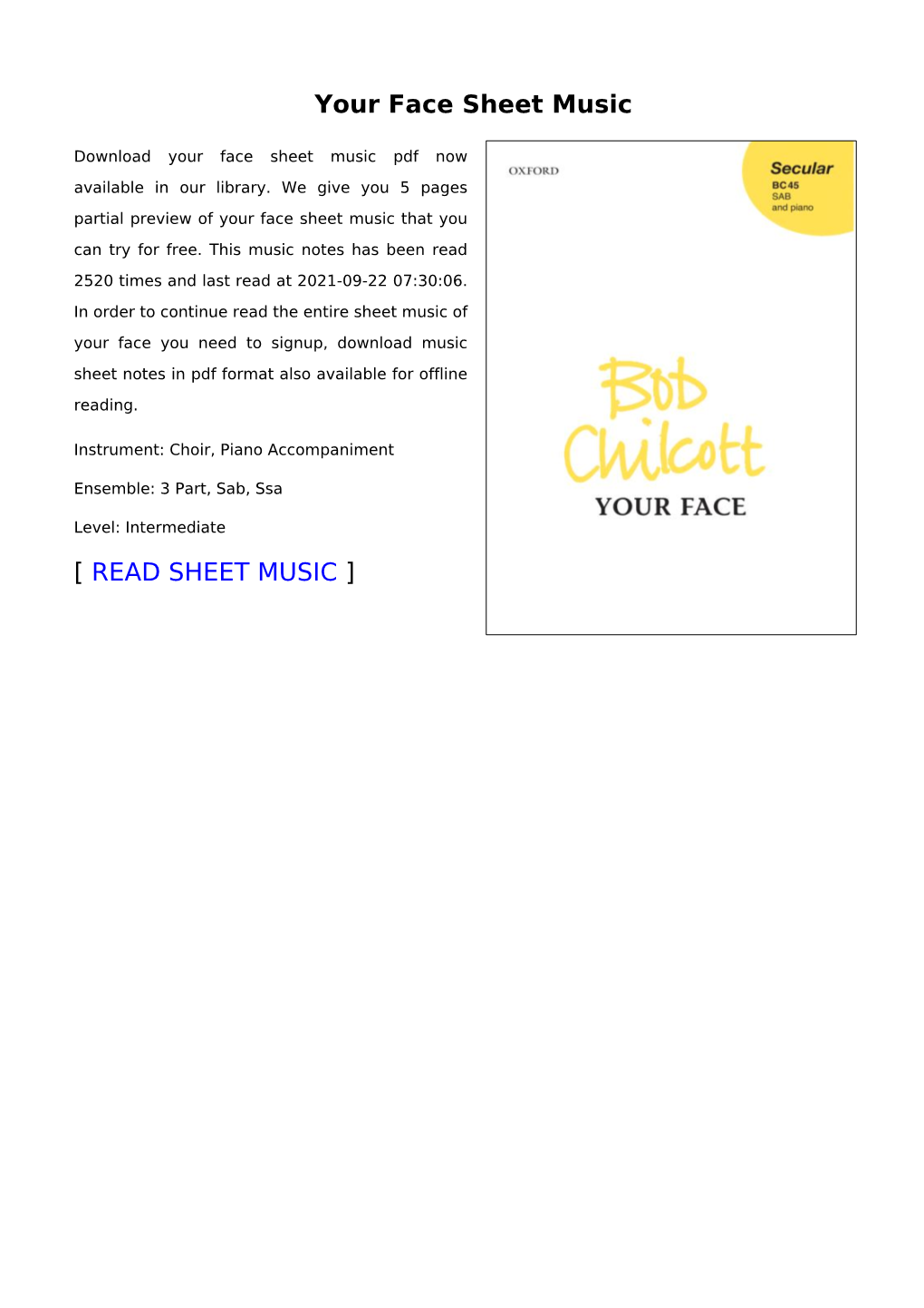 Your Face Sheet Music