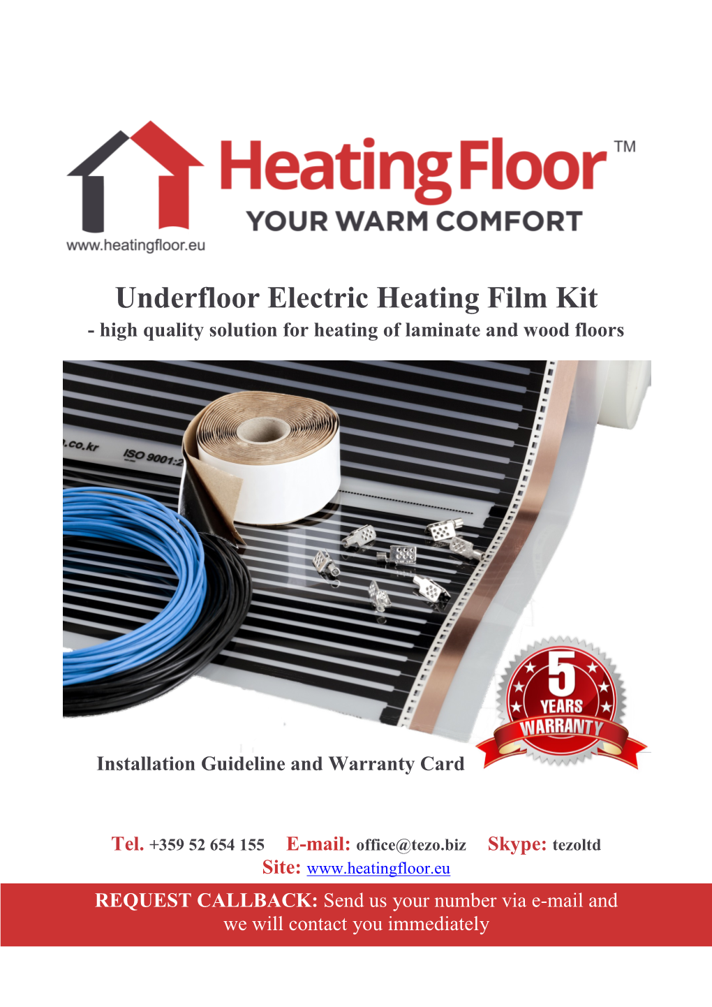 Underfloor Electric Heating Film Kit - High Quality Solution for Heating of Laminate and Wood Floors