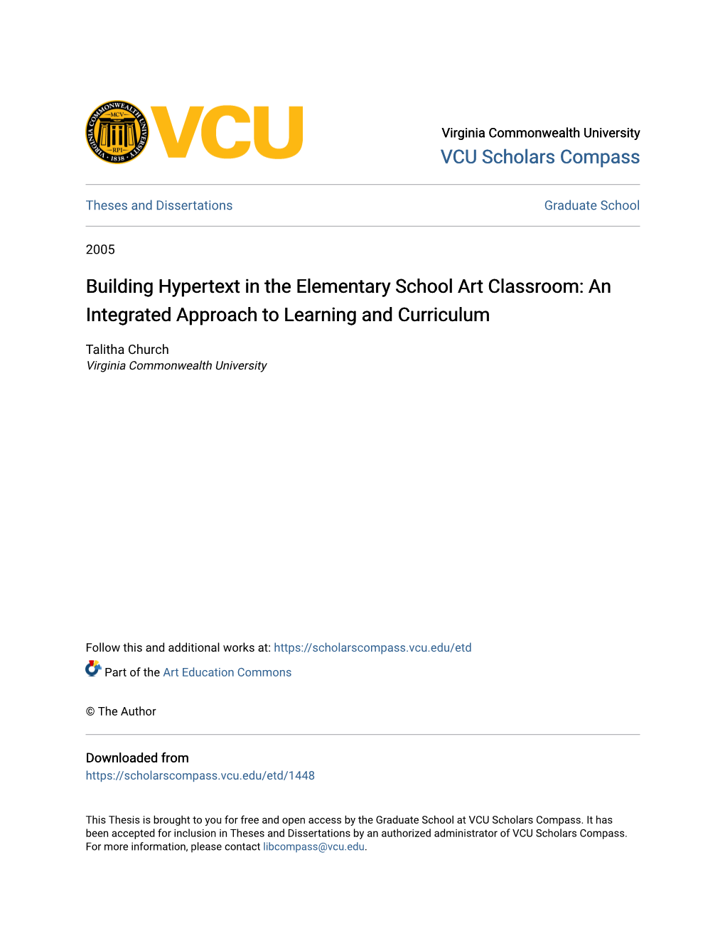 Building Hypertext in the Elementary School Art Classroom: an Integrated Approach to Learning and Curriculum