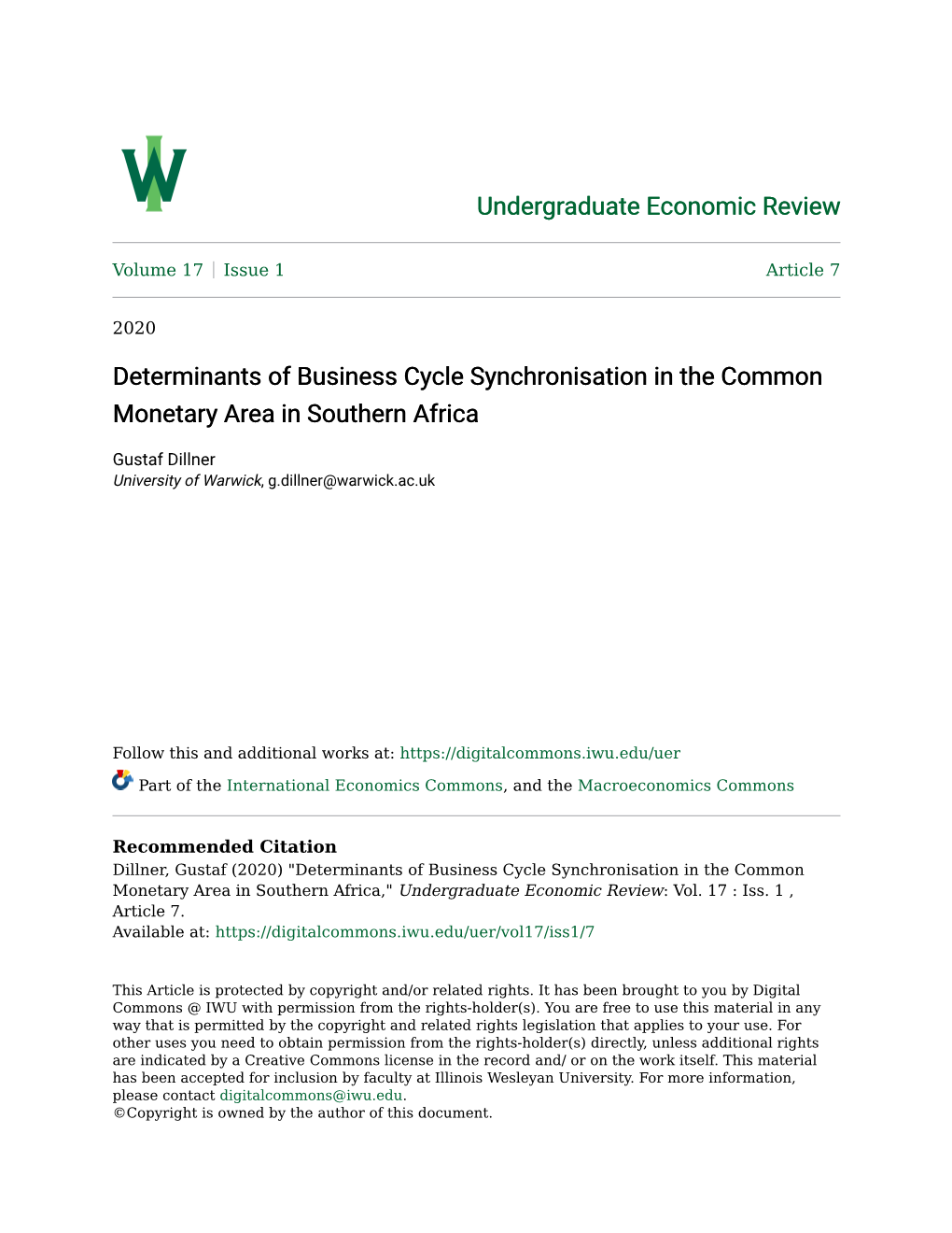 Determinants of Business Cycle Synchronisation in the Common Monetary Area in Southern Africa