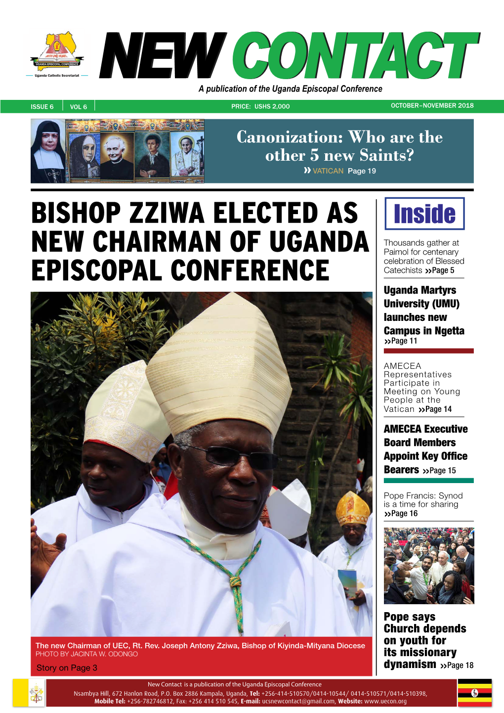 Bishop Zziwa Elected As New Chairman of Uganda Episcopal Conference