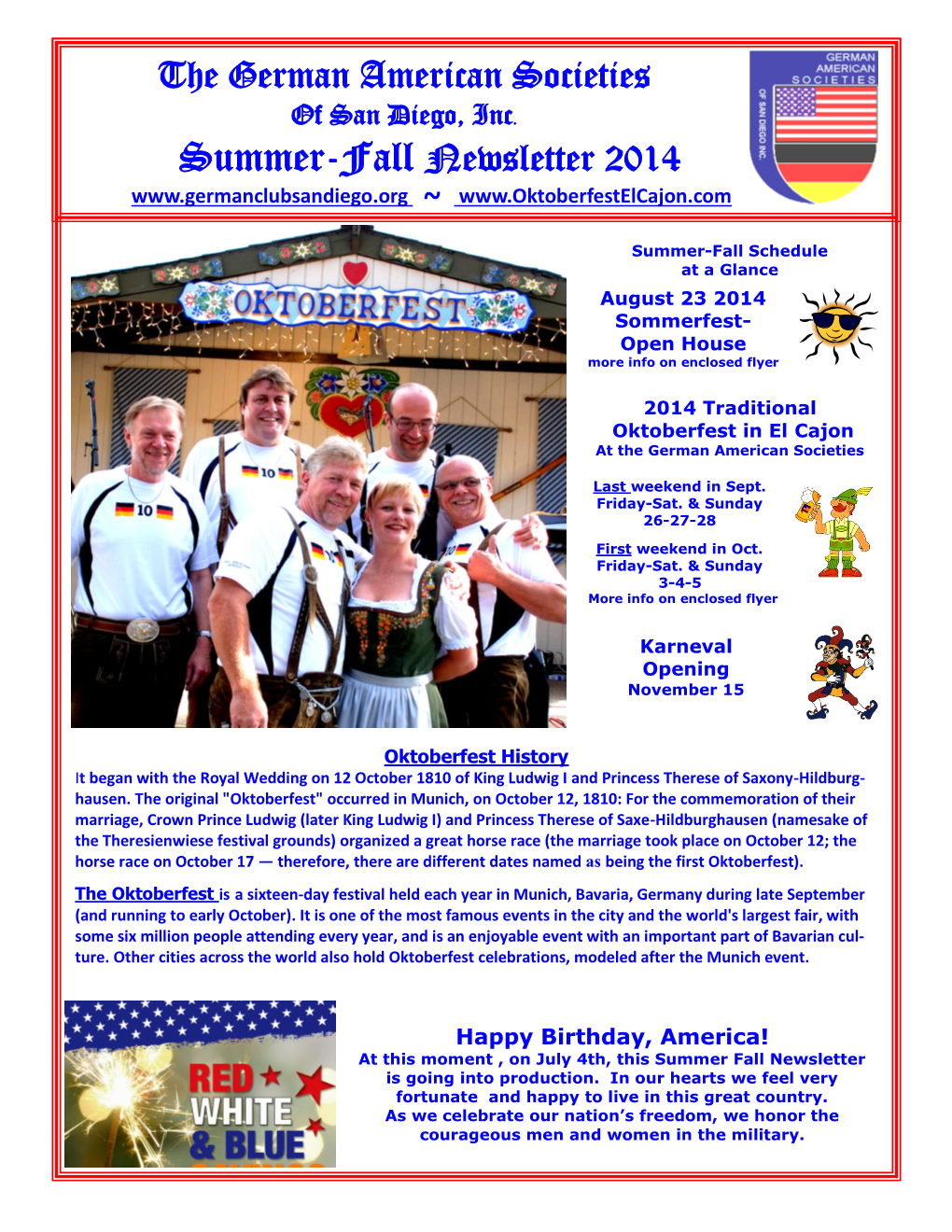 Summer-Fall Newsletter 2014 ~