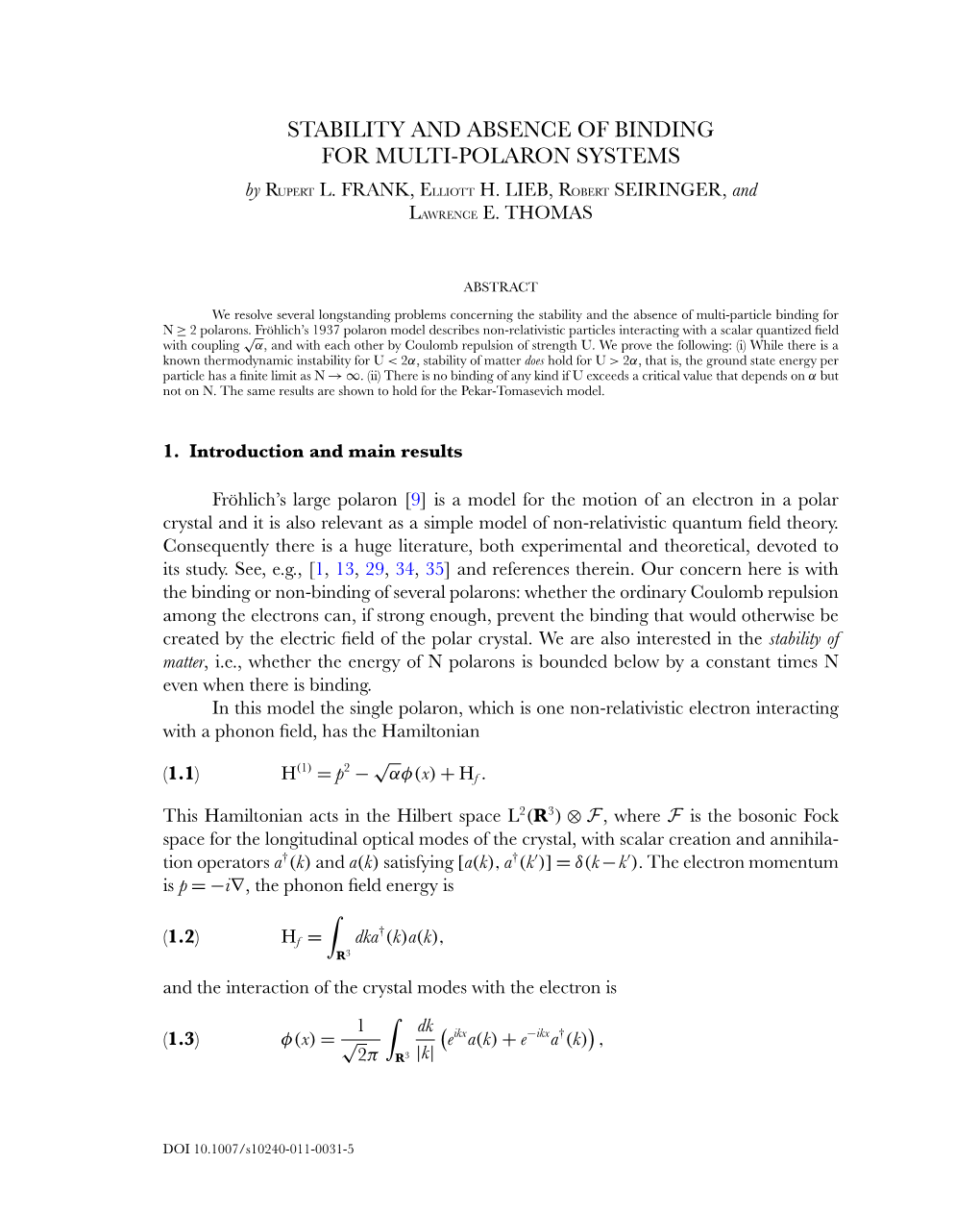 Stability and Absence of Binding for Multi-Polaron Systems