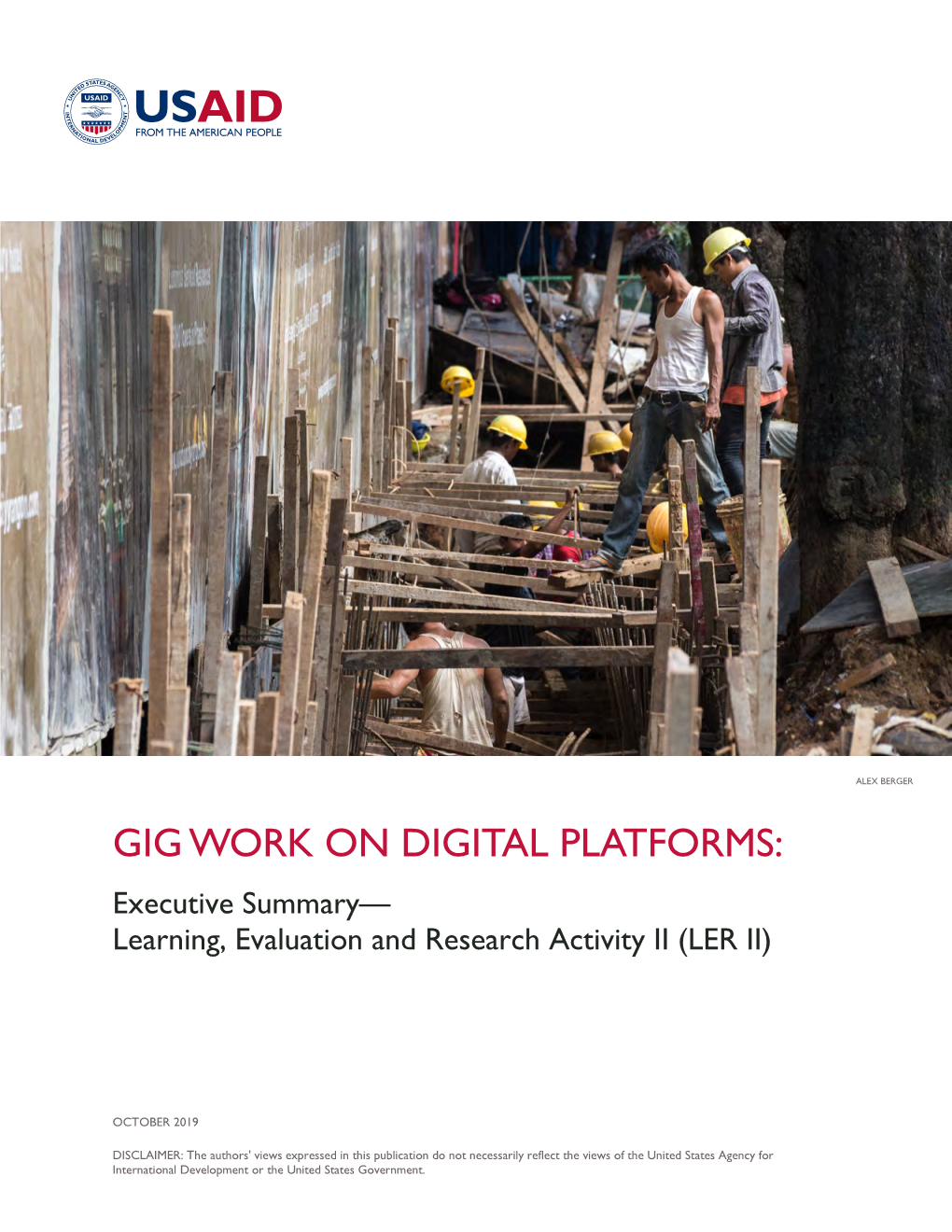 GIG WORK on DIGITAL PLATFORMS: Executive Summary— Learning, Evaluation and Research Activity II (LER II)