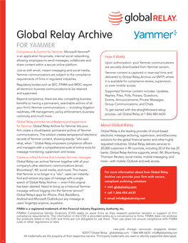 Global Relay Archive for YAMMER Compliance & Control for Yammer