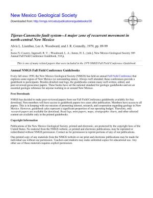 Tijeras-Canoncito Fault System--A Major Zone of Recurrent Movement in North-Central New Mexico Alvis L