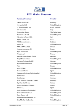 PEGI Member Companies.Rtf