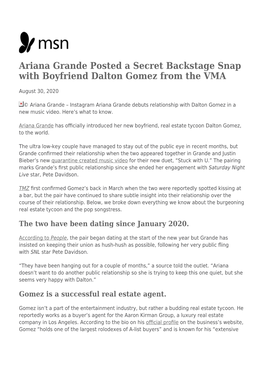 Ariana Grande Posted a Secret Backstage Snap with Boyfriend Dalton Gomez from the VMA