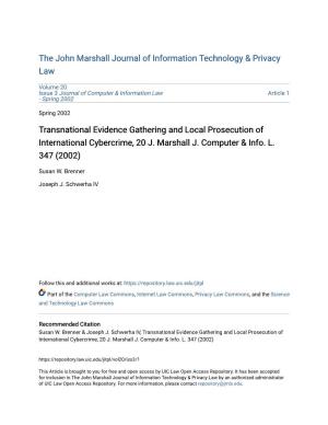 Transnational Evidence Gathering and Local Prosecution of International Cybercrime, 20 J