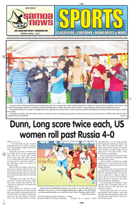Dunn, Long Score Twice Each, US Women Roll Past Russia