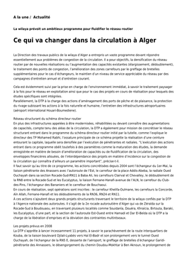 Ce Qui Va Changer Dans La Circulation À Alger