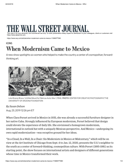 When Modernism Came to Mexico - WSJ
