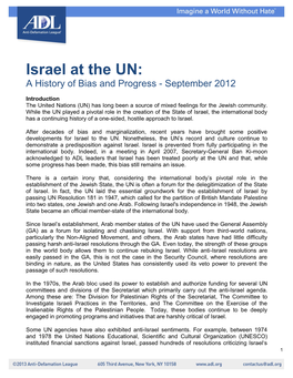 Israel at the UN: a History of Bias and Progress - September 2012