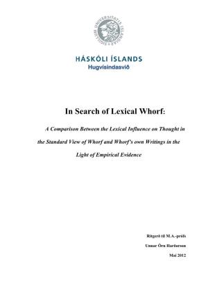 In Search of Lexical Whorf