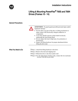 Lifting & Mounting Powerflex 700S and 700H Drives (Frames 10