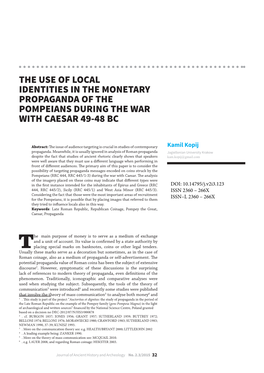 The Use of Local Identities in the Monetary Propaganda of the Pompeians During the War with Caesar 49-48 Bc