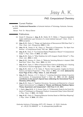 Jissy A. K. – Phd, Computational Chemistry