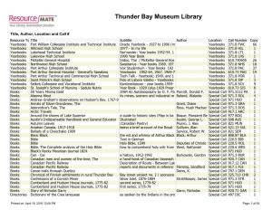 Thunder Bay Museum Library