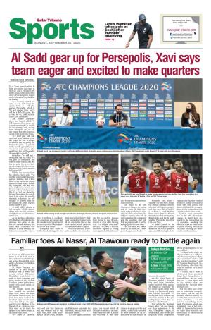 Al Sadd Gear up for Persepolis, Xavi Says Team Eager and Excited to Make Quarters Tribune News Network Doha
