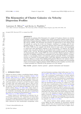 The Kinematics of Cluster Galaxies Via Velocity Dispersion Profiles