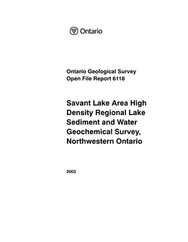 Savant Lake Sediment Water Geochemical