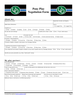 Pony Play Negotiation Form (PDF)